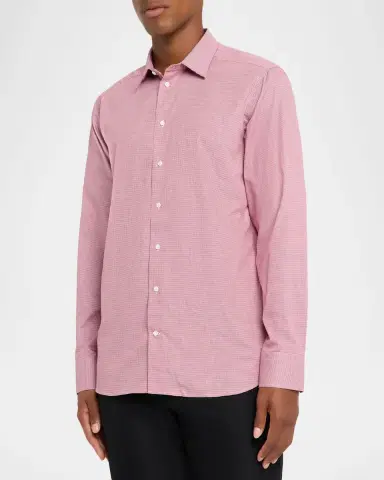Emporio Armani Men's Cotton Micro-Houndstooth Classic Fit Sport Shirt | Thumbnail 4 Emporio Armani Men's Cotton Micro-Houndstooth Classic Fit Sport Shirt | Thumbnail 4