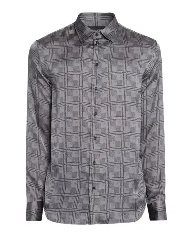 Emporio Armani Men's Modern-Fit Large Check Jacquard Sport Shirt | Thumbnail 1 Emporio Armani Men's Modern-Fit Large Check Jacquard Sport Shirt | Thumbnail 1