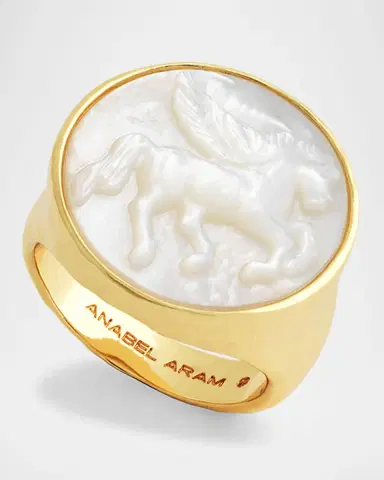 Anabel Aram Jewelry Pegasus Mother-of-Pearl Coin Signet Ring | Thumbnail 4 Anabel Aram Jewelry Pegasus Mother-of-Pearl Coin Signet Ring | Thumbnail 4