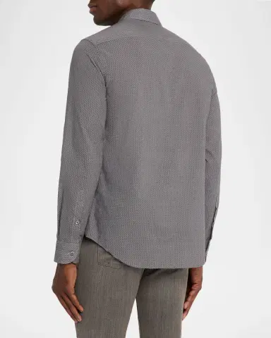 Emporio Armani Men's Cotton Diagonal Wave Sport Shirt | Thumbnail 2 Emporio Armani Men's Cotton Diagonal Wave Sport Shirt | Thumbnail 2