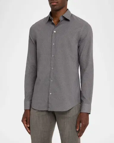 Emporio Armani Men's Cotton Diagonal Wave Sport Shirt | Thumbnail 3 Emporio Armani Men's Cotton Diagonal Wave Sport Shirt | Thumbnail 3
