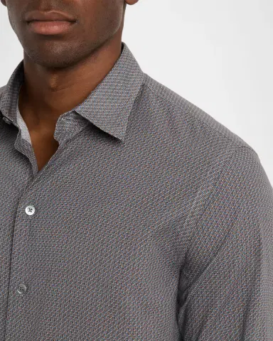 Emporio Armani Men's Cotton Diagonal Wave Sport Shirt | Thumbnail 4 Emporio Armani Men's Cotton Diagonal Wave Sport Shirt | Thumbnail 4