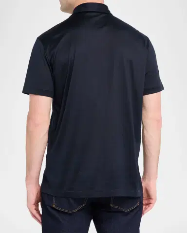 Giorgio Armani Men 's Silk and Cotton Polo Shirt | Thumbnail 2 Giorgio Armani Men 's Silk and Cotton Polo Shirt | Thumbnail 2