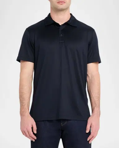 Giorgio Armani Men 's Silk and Cotton Polo Shirt | Thumbnail 3 Giorgio Armani Men 's Silk and Cotton Polo Shirt | Thumbnail 3