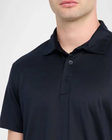 Giorgio Armani Men 's Silk and Cotton Polo Shirt | Thumbnail 4 Giorgio Armani Men 's Silk and Cotton Polo Shirt | Thumbnail 4