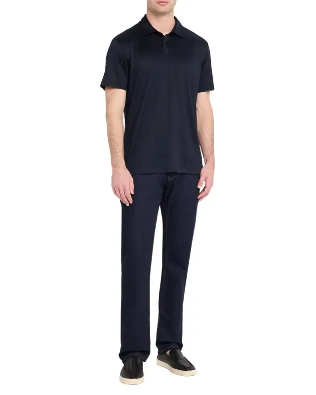 Men 's Silk and Cotton Polo Shirt Men 's Silk and Cotton Polo Shirt
