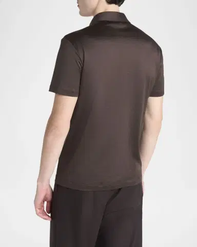 Giorgio Armani Men 's Silk and Cotton Polo Shirt | Thumbnail 3 Giorgio Armani Men 's Silk and Cotton Polo Shirt | Thumbnail 3