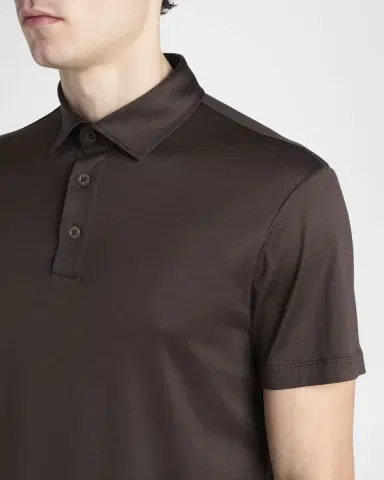 Giorgio Armani Men 's Silk and Cotton Polo Shirt | Thumbnail 5 Giorgio Armani Men 's Silk and Cotton Polo Shirt | Thumbnail 5