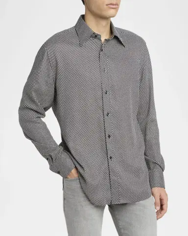 TOM FORD Men's Lyocell Graphic Polka Dot Dress Shirt | Thumbnail 4 TOM FORD Men's Lyocell Graphic Polka Dot Dress Shirt | Thumbnail 4