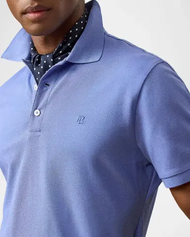 Ralph Lauren Purple Label Men's Double-Mercerized Pique Monogram Polo Shirt | Thumbnail 5 Ralph Lauren Purple Label Men's Double-Mercerized Pique Monogram Polo Shirt | Thumbnail 5