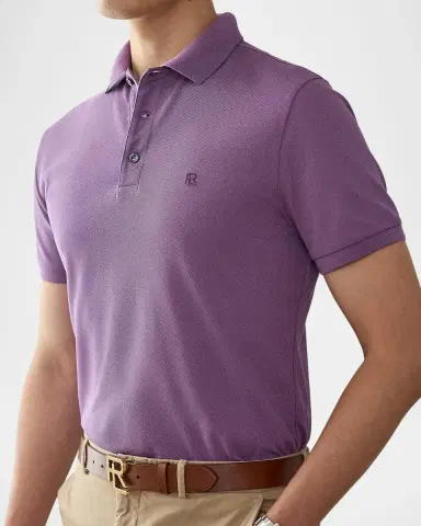 Ralph Lauren Purple Label Men's Double-Mercerized Pique Monogram Polo Shirt | Thumbnail 5 Ralph Lauren Purple Label Men's Double-Mercerized Pique Monogram Polo Shirt | Thumbnail 5