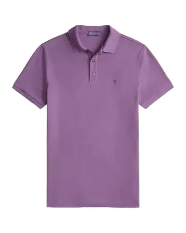 Ralph Lauren Purple Label Men's Double-Mercerized Pique Monogram Polo Shirt | Thumbnail 1 Ralph Lauren Purple Label Men's Double-Mercerized Pique Monogram Polo Shirt | Thumbnail 1