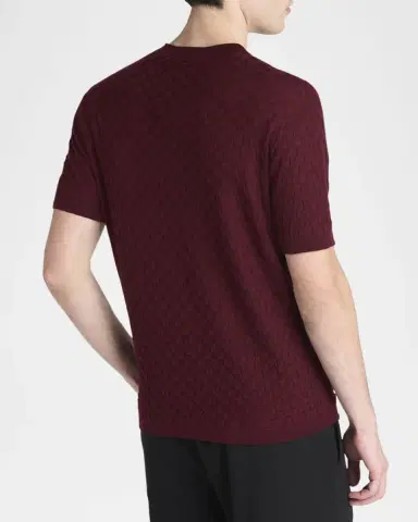 Giorgio Armani Men's Woven Quadrant Cashmere and Silk Crewneck Sweater | Thumbnail 3 Giorgio Armani Men's Woven Quadrant Cashmere and Silk Crewneck Sweater | Thumbnail 3