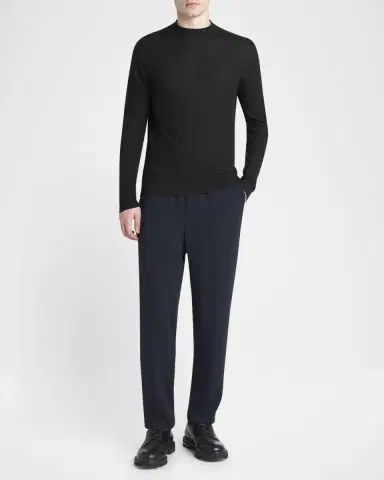 Giorgio Armani Men's Quadrant Knit Cashmere and Silk Crewneck Sweater | Thumbnail 2 Giorgio Armani Men's Quadrant Knit Cashmere and Silk Crewneck Sweater | Thumbnail 2