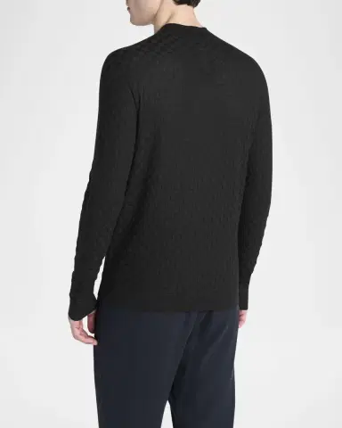 Giorgio Armani Men's Quadrant Knit Cashmere and Silk Crewneck Sweater | Thumbnail 3 Giorgio Armani Men's Quadrant Knit Cashmere and Silk Crewneck Sweater | Thumbnail 3