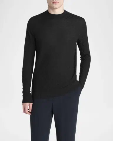 Giorgio Armani Men's Quadrant Knit Cashmere and Silk Crewneck Sweater | Thumbnail 4 Giorgio Armani Men's Quadrant Knit Cashmere and Silk Crewneck Sweater | Thumbnail 4