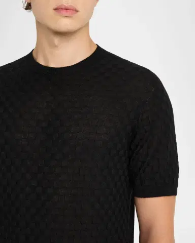 Giorgio Armani Men's Woven Quadrant Cashmere and Silk Crewneck Sweater | Thumbnail 5 Giorgio Armani Men's Woven Quadrant Cashmere and Silk Crewneck Sweater | Thumbnail 5