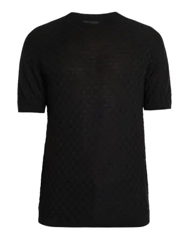 Giorgio Armani Men's Woven Quadrant Cashmere and Silk Crewneck Sweater | Thumbnail 1 Giorgio Armani Men's Woven Quadrant Cashmere and Silk Crewneck Sweater | Thumbnail 1