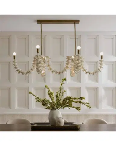 Arteriors Kalama 57" 8-Light Linear Coconut Shell Chandelier | Thumbnail 2 Arteriors Kalama 57" 8-Light Linear Coconut Shell Chandelier | Thumbnail 2