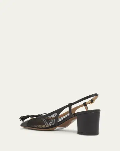 Valentino Garavani Valet Du Roi VLogo Leather and Mesh Slingback Pumps | Thumbnail 2 Valentino Garavani Valet Du Roi VLogo Leather and Mesh Slingback Pumps | Thumbnail 2