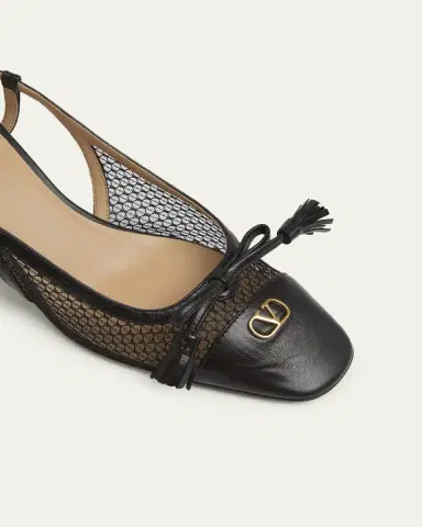 Valentino Garavani Valet Du Roi VLogo Leather and Mesh Slingback Pumps | Thumbnail 3 Valentino Garavani Valet Du Roi VLogo Leather and Mesh Slingback Pumps | Thumbnail 3