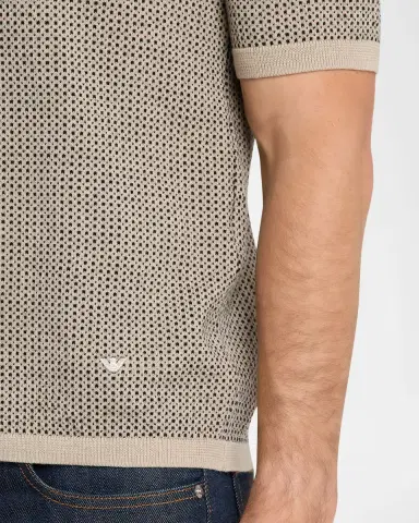 Emporio Armani Men 's Micro-Dot Knit Short-Sleeve Crewneck Sweater | Thumbnail 5 Emporio Armani Men 's Micro-Dot Knit Short-Sleeve Crewneck Sweater | Thumbnail 5