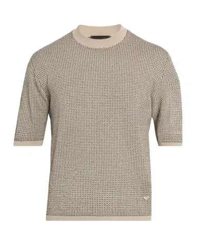 Emporio Armani Men 's Micro-Dot Knit Short-Sleeve Crewneck Sweater | Thumbnail 1 Emporio Armani Men 's Micro-Dot Knit Short-Sleeve Crewneck Sweater | Thumbnail 1