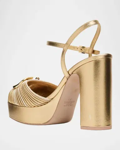 Valentino Garavani 115mm VLogo Signature Cornely Metallic Leather Platform Sandals | Thumbnail 4 Valentino Garavani 115mm VLogo Signature Cornely Metallic Leather Platform Sandals | Thumbnail 4