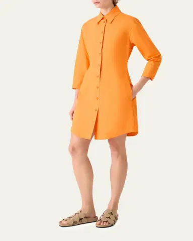 Akris punto Long-Sleeve Cotton Poplin Mini Shirtdress | Thumbnail 4 Akris punto Long-Sleeve Cotton Poplin Mini Shirtdress | Thumbnail 4