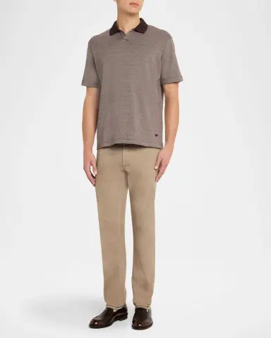 Emporio Armani Men's Melange Short-Sleeve Polo Shirt | Thumbnail 2 Emporio Armani Men's Melange Short-Sleeve Polo Shirt | Thumbnail 2