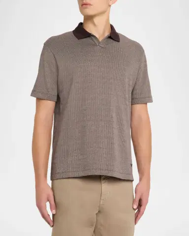 Emporio Armani Men's Melange Short-Sleeve Polo Shirt | Thumbnail 4 Emporio Armani Men's Melange Short-Sleeve Polo Shirt | Thumbnail 4