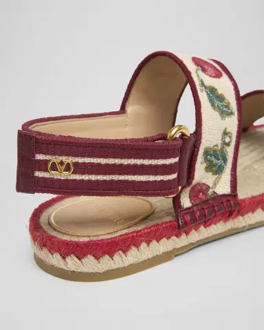 Valentino Garavani Tomato Embroidered Slingback Espadrille Sandals | Thumbnail 5 Valentino Garavani Tomato Embroidered Slingback Espadrille Sandals | Thumbnail 5
