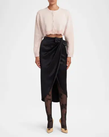 Valentino Garavani Lace-Trim Crop Crewneck Cardigan | Thumbnail 2 Valentino Garavani Lace-Trim Crop Crewneck Cardigan | Thumbnail 2