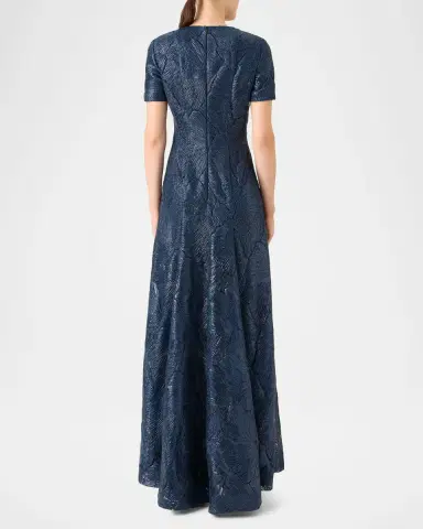 Akris Lacquered Sea Fan Lace Short-Sleeve Gown | Thumbnail 7 Akris Lacquered Sea Fan Lace Short-Sleeve Gown | Thumbnail 7