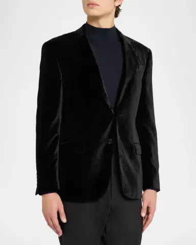 Emporio Armani Men's Houndstooth Velvet Dinner Jacket | Thumbnail 4 Emporio Armani Men's Houndstooth Velvet Dinner Jacket | Thumbnail 4