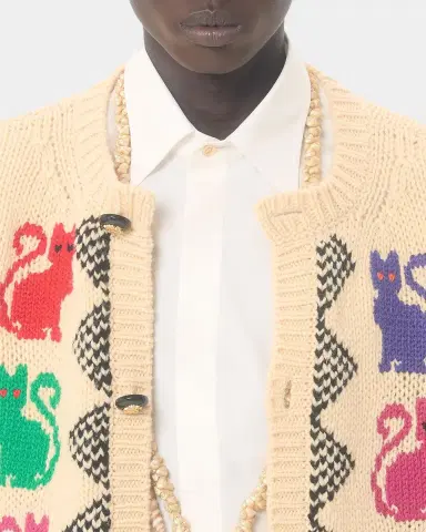 Valentino Garavani Men's Wool Le Chat De La Maison Jacquard Cardigan | Thumbnail 6 Valentino Garavani Men's Wool Le Chat De La Maison Jacquard Cardigan | Thumbnail 6