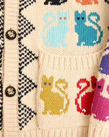 Valentino Garavani Men's Wool Le Chat De La Maison Jacquard Cardigan | Thumbnail 7 Valentino Garavani Men's Wool Le Chat De La Maison Jacquard Cardigan | Thumbnail 7