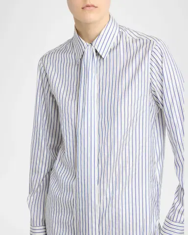 Kiton Metallic Striped Silk Neck-Tie Shirt | Thumbnail 5 Kiton Metallic Striped Silk Neck-Tie Shirt | Thumbnail 5