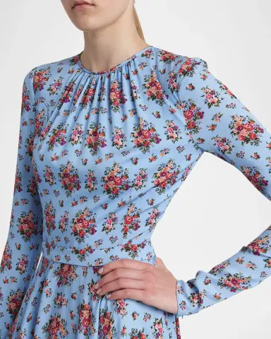 Dolce & Gabbana Floral Silk Long-Sleeve Midi Dress | Thumbnail 5 Dolce & Gabbana Floral Silk Long-Sleeve Midi Dress | Thumbnail 5
