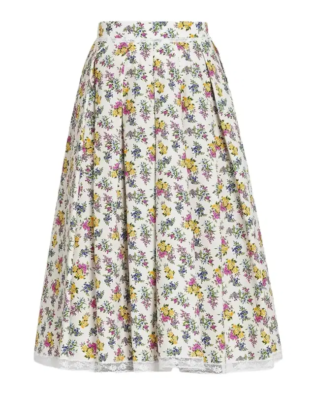 Floral Cotton-Blend Midi Skirt Floral Cotton-Blend Midi Skirt