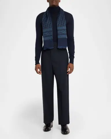 dunhill Men's Mulberry Silk Medallion Scarf | Thumbnail 2 dunhill Men's Mulberry Silk Medallion Scarf | Thumbnail 2