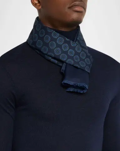 dunhill Men's Mulberry Silk Medallion Scarf | Thumbnail 3 dunhill Men's Mulberry Silk Medallion Scarf | Thumbnail 3