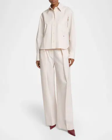 Victoria Beckham Long-Sleeve Cropped Button-Down Shirt | Thumbnail 2 Victoria Beckham Long-Sleeve Cropped Button-Down Shirt | Thumbnail 2