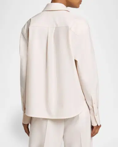 Victoria Beckham Long-Sleeve Cropped Button-Down Shirt | Thumbnail 3 Victoria Beckham Long-Sleeve Cropped Button-Down Shirt | Thumbnail 3
