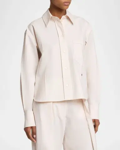 Victoria Beckham Long-Sleeve Cropped Button-Down Shirt | Thumbnail 4 Victoria Beckham Long-Sleeve Cropped Button-Down Shirt | Thumbnail 4