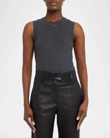 Brunello Cucinelli New Basic Cotton Rib Tank Top | Thumbnail 3 Brunello Cucinelli New Basic Cotton Rib Tank Top | Thumbnail 3