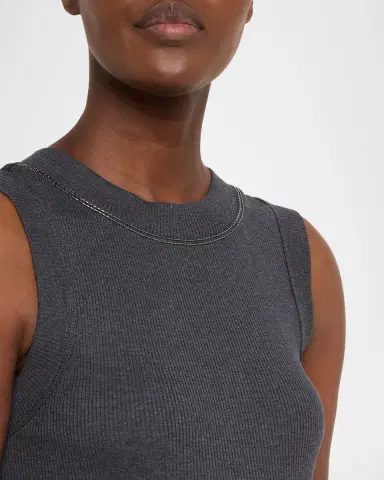 Brunello Cucinelli New Basic Cotton Rib Tank Top | Thumbnail 4 Brunello Cucinelli New Basic Cotton Rib Tank Top | Thumbnail 4