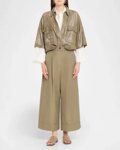 Brunello Cucinelli Cotton Poplin Crop Button-Down Blouse | Thumbnail 2 Brunello Cucinelli Cotton Poplin Crop Button-Down Blouse | Thumbnail 2