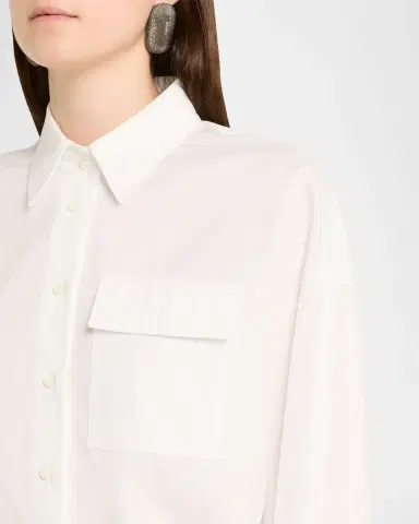 Brunello Cucinelli Cotton Poplin Crop Button-Down Blouse | Thumbnail 5 Brunello Cucinelli Cotton Poplin Crop Button-Down Blouse | Thumbnail 5