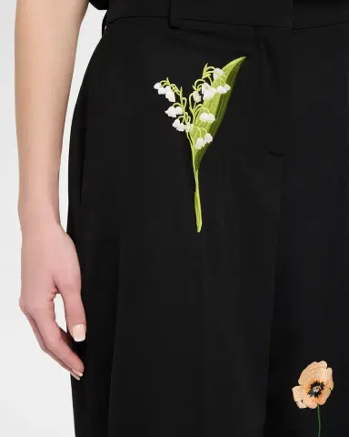 Stella McCartney Dropped-Waist Floral Embroidered Straight-Leg Trousers | Thumbnail 5 Stella McCartney Dropped-Waist Floral Embroidered Straight-Leg Trousers | Thumbnail 5